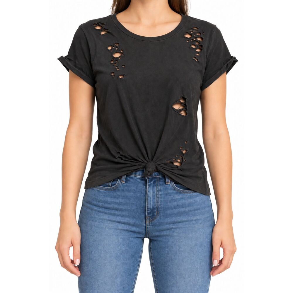 Forever 21 Women’s Distressed Knot Front T-Shirt | Size S